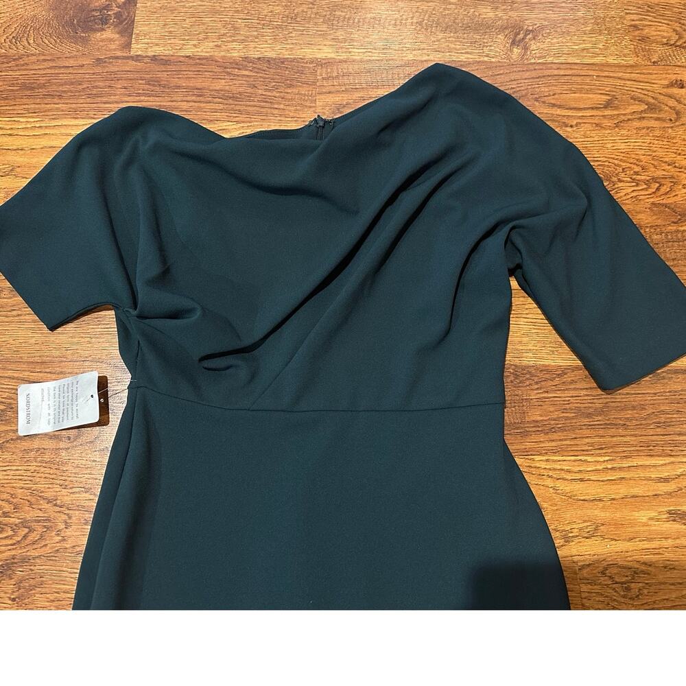 Betsy & Adam Madeline Scuba Off-the-Shoulder Drop Dress Green Size 10 NWT - Picture 5 of 12